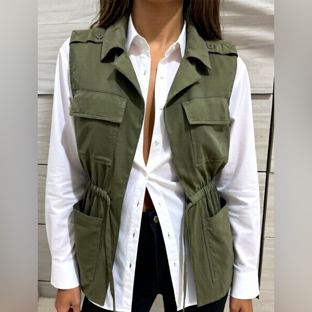 Olive Green Sleeveless Vest